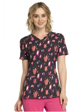 Cherokee Scrubs Infinity V Neck Top size 2XL CK634 WHAS Contemporary Multicolor